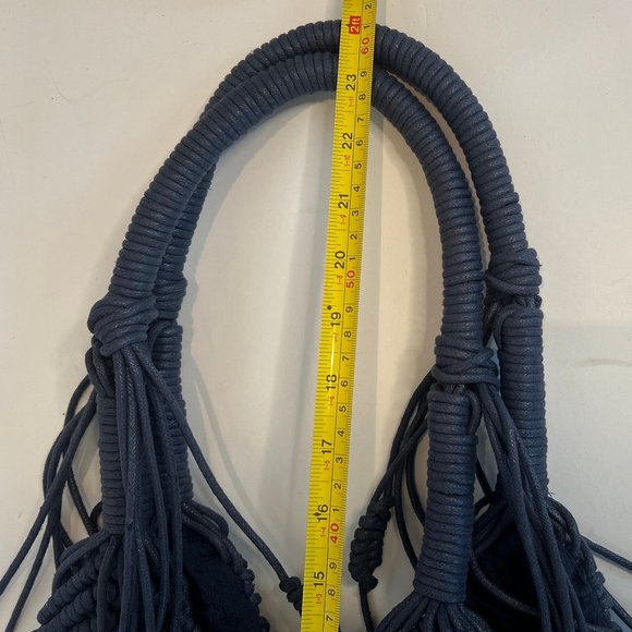 Monserat De Lucca Blue Macrame Boho Handbag Purse - Picture 3 of 5